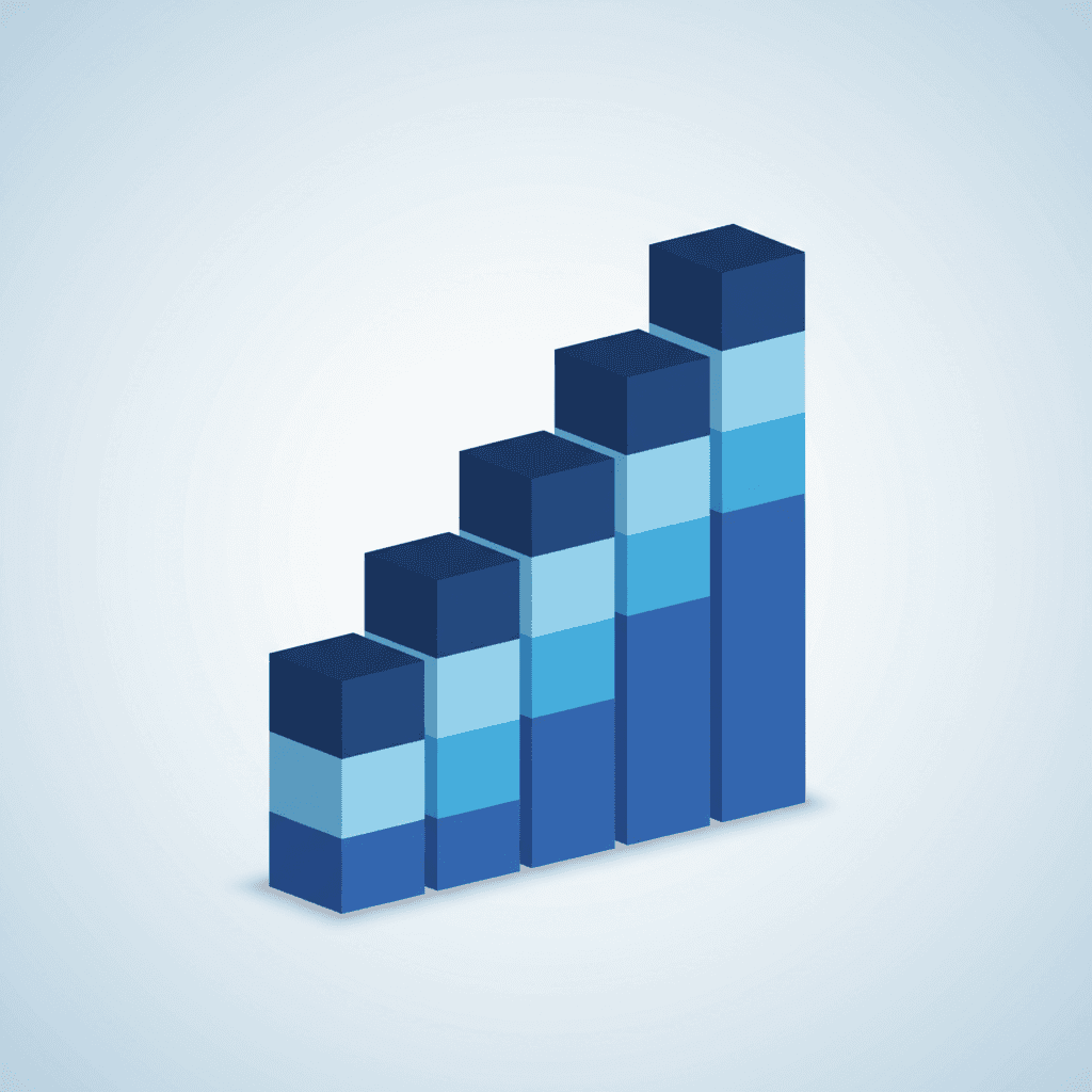 Rising bar chart illustrating business growth