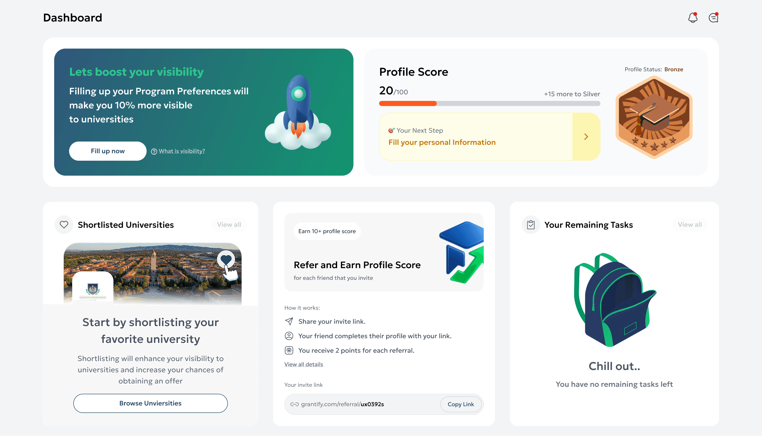 Grantify interface